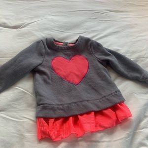 Girls Cat and Jack 2T Grey Pullover Sweater with Pink Lace Ruffles and Pink 💕